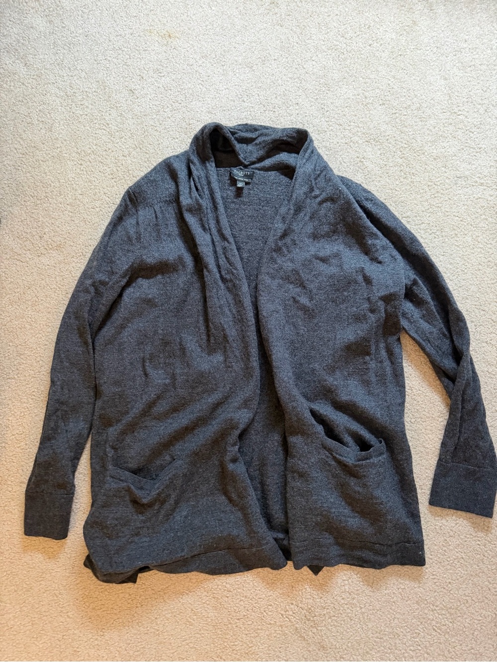 Talbots Dark Gray Merino Wool Cardigan